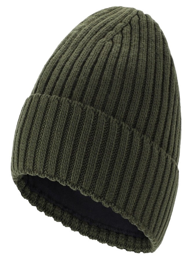 Connectyle Men's Basic Warm Winter Knit Hats Stretchy Fleece Lined Cuffed Beanie Watch Hat Army Green - Image 1